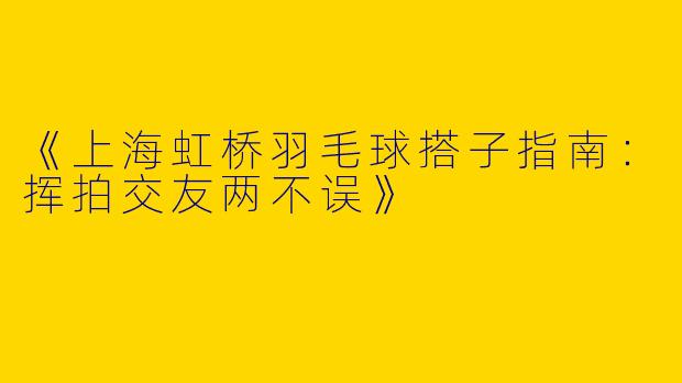 《上海虹桥羽毛球搭子指南：挥拍交友两不误》