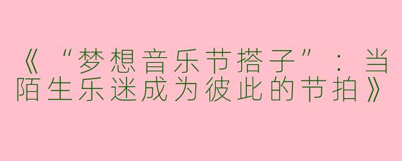 《“梦想音乐节搭子”：当陌生乐迷成为彼此的节拍》