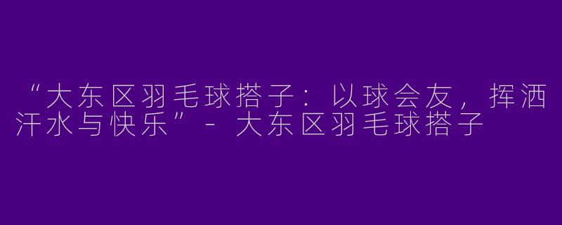 “大东区羽毛球搭子：以球会友，挥洒汗水与快乐”-大东区羽毛球搭子