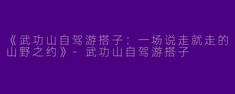 《武功山自驾游搭子：一场说走就走的山野之约》-武功山自驾游搭子