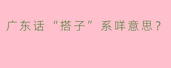 广东话“搭子”系咩意思？