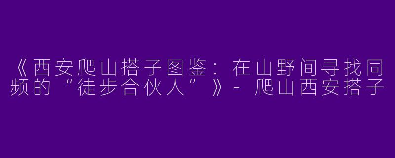 《西安爬山搭子图鉴：在山野间寻找同频的“徒步合伙人”》-爬山西安搭子