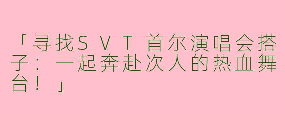 「寻找SVT首尔演唱会搭子：一起奔赴次人的热血舞台！」