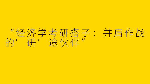 “经济学考研搭子：并肩作战的‘研’途伙伴”
