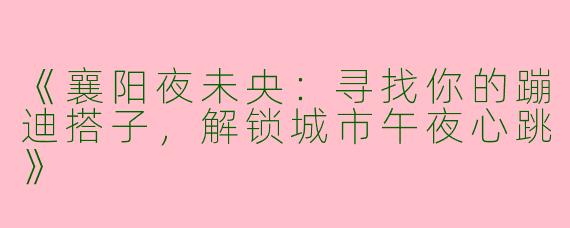 《襄阳夜未央：寻找你的蹦迪搭子，解锁城市午夜心跳》
