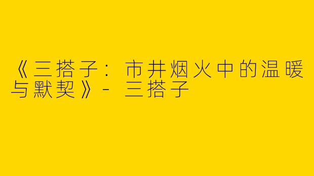 《三搭子：市井烟火中的温暖与默契》-三搭子