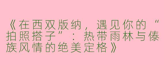 《在西双版纳，遇见你的“拍照搭子”：热带雨林与傣族风情的绝美定格》