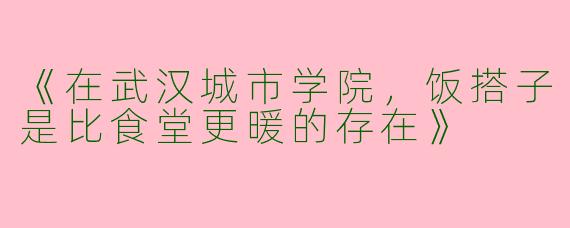 《在武汉城市学院，饭搭子是比食堂更暖的存在》
