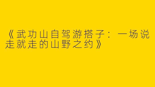 《武功山自驾游搭子：一场说走就走的山野之约》