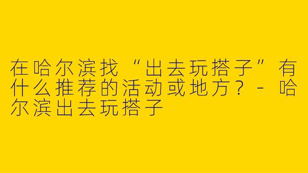 在哈尔滨找“出去玩搭子”有什么推荐的活动或地方？