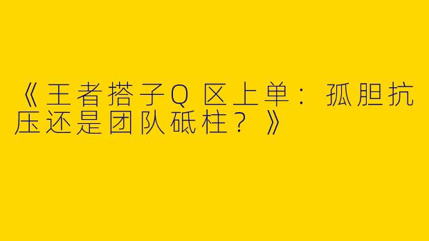 《王者搭子Q区上单：孤胆抗压还是团队砥柱？》