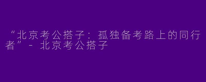 “北京考公搭子：孤独备考路上的同行者”-北京考公搭子