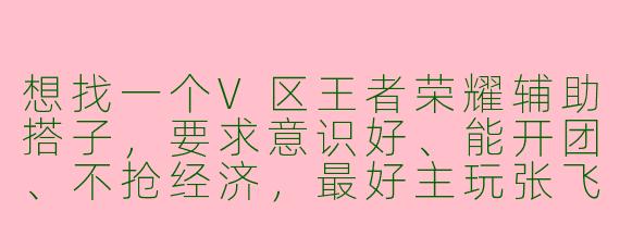 想找一个V区王者荣耀辅助搭子，要求意识好、能开团、不抢经济，最好主玩张飞牛魔这类硬辅，长期稳定上分，有合适的推荐吗？