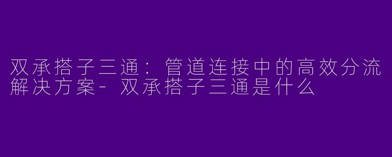 双承搭子三通:管道连接中的高效分流解决方案