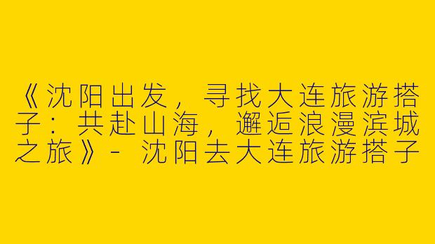 《沈阳出发，寻找大连旅游搭子：共赴山海，邂逅浪漫滨城之旅》