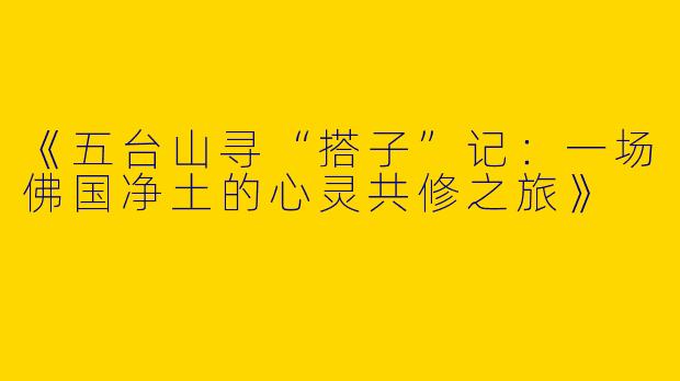 《五台山寻“搭子”记：一场佛国净土的心灵共修之旅》
