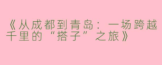 《从成都到青岛：一场跨越千里的“搭子”之旅》