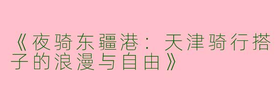 《夜骑东疆港：天津骑行搭子的浪漫与自由》