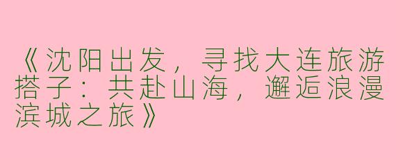 《沈阳出发，寻找大连旅游搭子：共赴山海，邂逅浪漫滨城之旅》