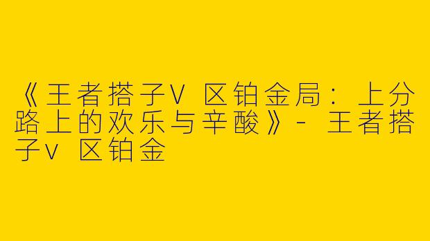 《王者搭子V区铂金局：上分路上的欢乐与辛酸》-王者搭子v区铂金