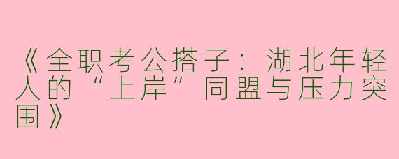 《全职考公搭子：湖北年轻人的“上岸”同盟与压力突围》