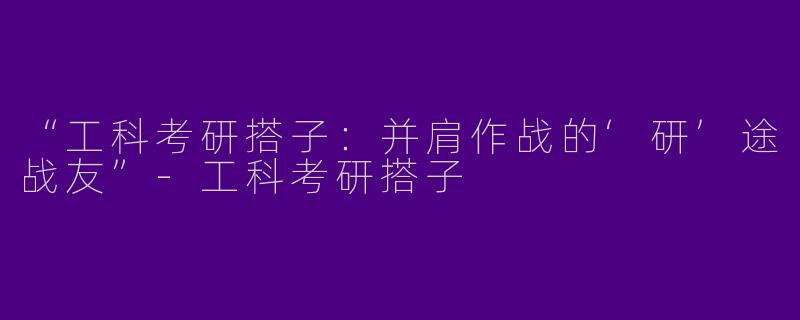 “工科考研搭子：并肩作战的‘研’途战友”-工科考研搭子