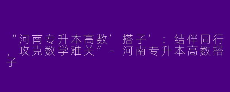 “河南专升本高数‘搭子’：结伴同行，攻克数学难关”-河南专升本高数搭子