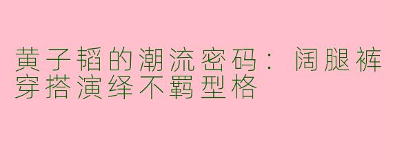 黄子韬的潮流密码：阔腿裤穿搭演绎不羁型格