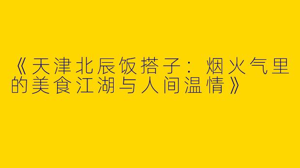 《天津北辰饭搭子：烟火气里的美食江湖与人间温情》