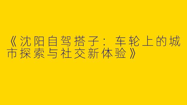 《沈阳自驾搭子：车轮上的城市探索与社交新体验》