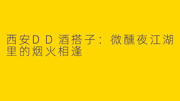 西安DD酒搭子：微醺夜江湖里的烟火相逢