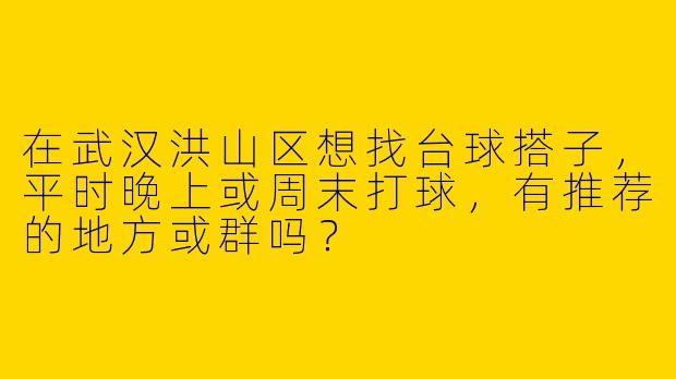 在武汉洪山区想找台球搭子，平时晚上或周末打球，有推荐的地方或群吗？