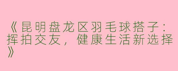 《昆明盘龙区羽毛球搭子：挥拍交友，健康生活新选择》