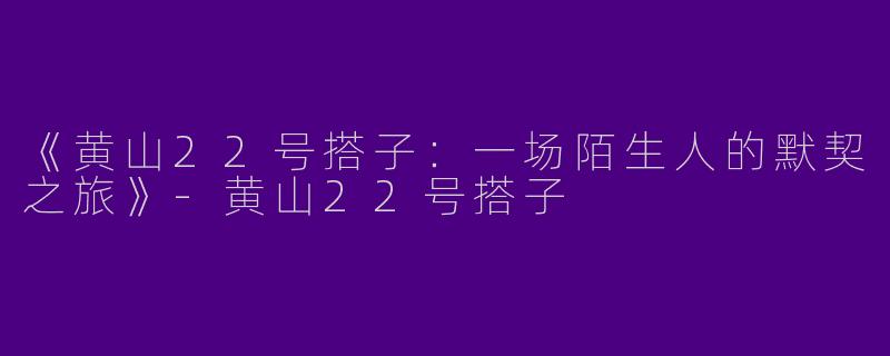 《黄山22号搭子：一场陌生人的默契之旅》-黄山22号搭子
