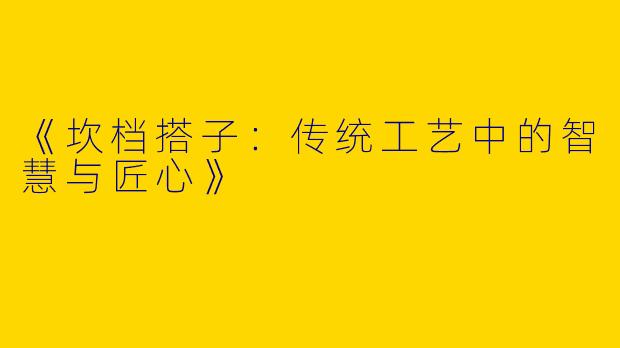 《坎档搭子：传统工艺中的智慧与匠心》