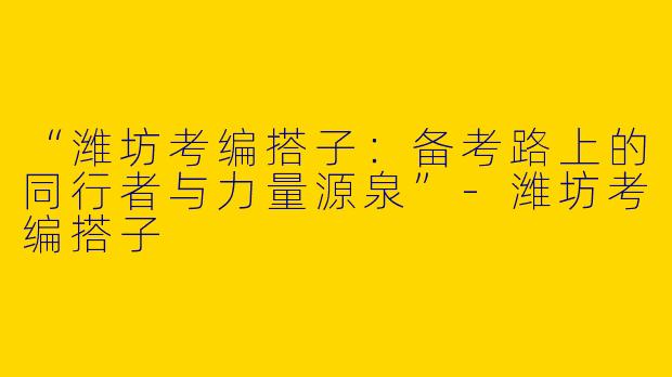 “潍坊考编搭子：备考路上的同行者与力量源泉”-潍坊考编搭子
