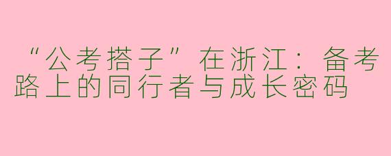 “公考搭子”在浙江：备考路上的同行者与成长密码