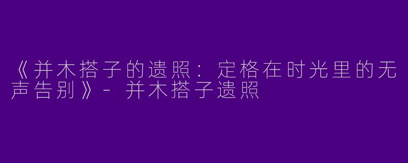《并木搭子的遗照：定格在时光里的无声告别》-并木搭子遗照
