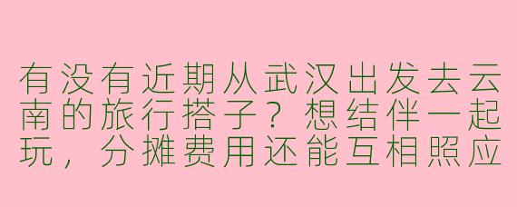有没有近期从武汉出发去云南的旅行搭子？想结伴一起玩，分摊费用还能互相照应！