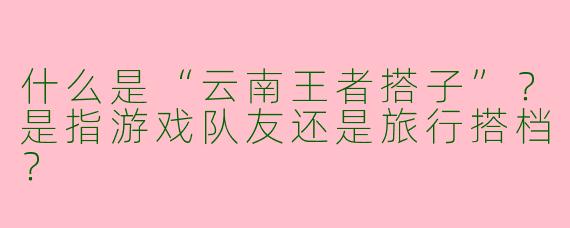 什么是“云南王者搭子”？是指游戏队友还是旅行搭档？