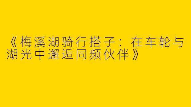 《梅溪湖骑行搭子：在车轮与湖光中邂逅同频伙伴》