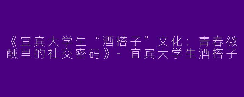《宜宾大学生“酒搭子”文化：青春微醺里的社交密码》-宜宾大学生酒搭子