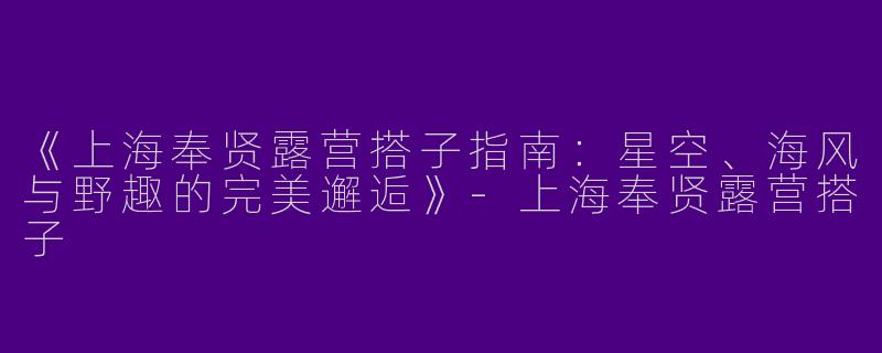 《上海奉贤露营搭子指南：星空、海风与野趣的完美邂逅》-上海奉贤露营搭子