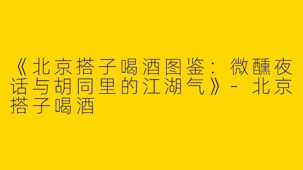 《北京搭子喝酒图鉴：微醺夜话与胡同里的江湖气》-北京搭子喝酒