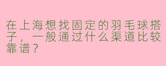在上海想找固定的羽毛球搭子，一般通过什么渠道比较靠谱？