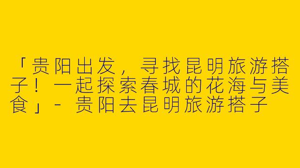 「贵阳出发，寻找昆明旅游搭子！一起探索春城的花海与美食」-贵阳去昆明旅游搭子