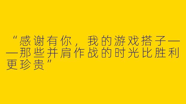 “感谢有你，我的游戏搭子——那些并肩作战的时光比胜利更珍贵”