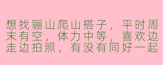 想找骊山爬山搭子，平时周末有空，体力中等，喜欢边走边拍照，有没有同好一起组队？