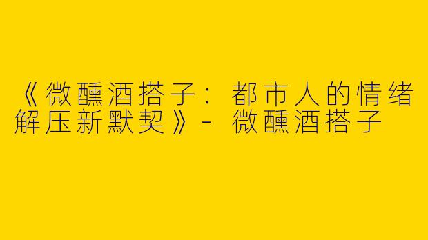 《微醺酒搭子：都市人的情绪解压新默契》-微醺酒搭子
