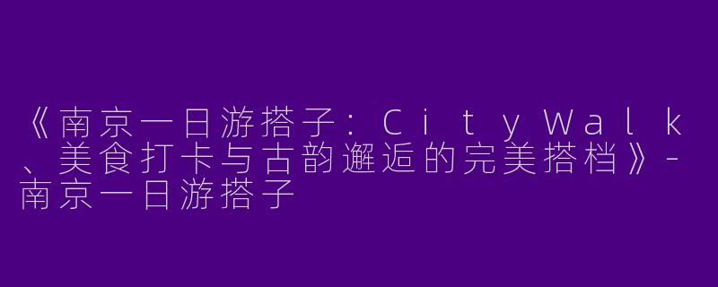 《南京一日游搭子：CityWalk、美食打卡与古韵邂逅的完美搭档》-南京一日游搭子